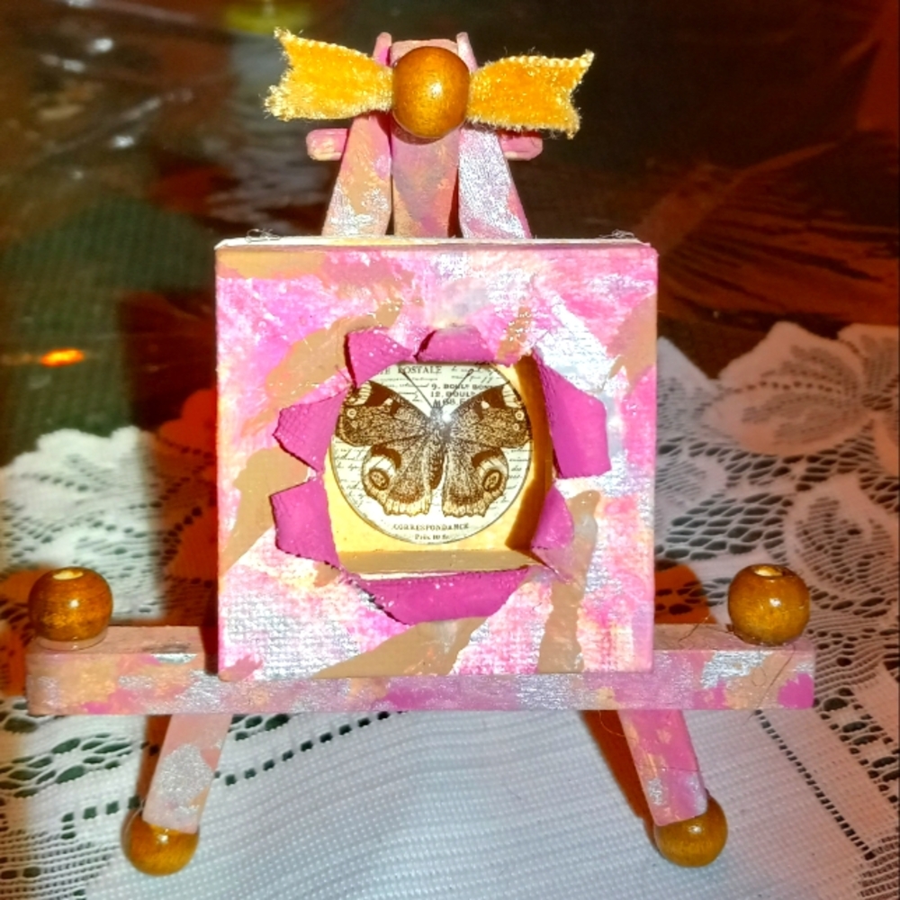Hand Crafted Miniature "Busted" Canvas Painting